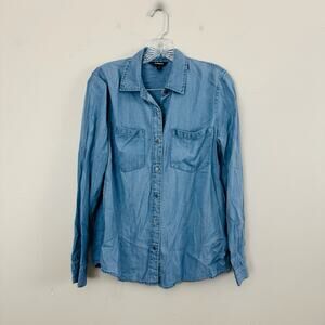Express Blue Denim Long Sleeve Button Up Shirt Women’s Size M